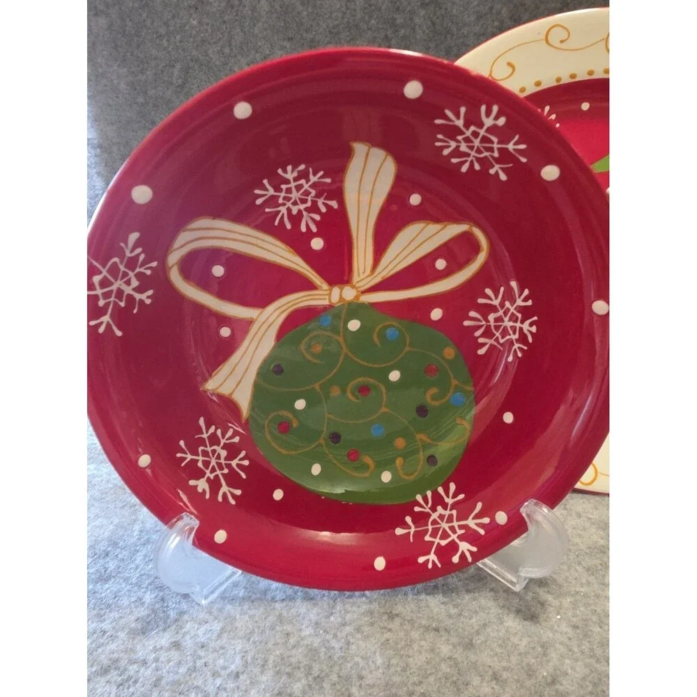 Pier One Christmas Tree/Snowflake Ironstone Plates, Salad Plates & Bowls.  READ